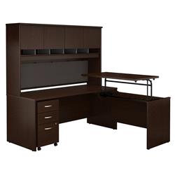 Picture of Bush Business Furniture SRC124MRSU 72 x 30 in. Series C 3 Position Sit to Stand L-Shaped Desk with Hutch and Mobile File Cabinet - Mocha Cherry