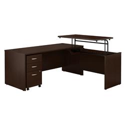 Picture of Bush Business Furniture SRC125MRSU 72 x 30 in. Series C 3 Position Sit to Stand L-Shaped Desk with Mobile File Cabinet - Mocha Cherry