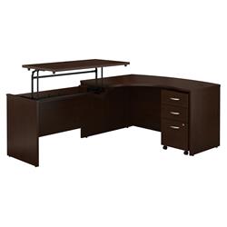 Picture of Bush Business Furniture SRC127MRSU 60 x 43 in. Series C Left Hand 3 Position Sit to Stand L-Shaped Desk with Mobile File Cabinet - Mocha Cherry
