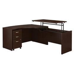 Picture of Bush Business Furniture SRC128MRSU 60 x 43 in. Series C Right Hand 3 Position Sit to Stand L-Shaped Desk with Mobile File Cabinet - Mocha Cherry