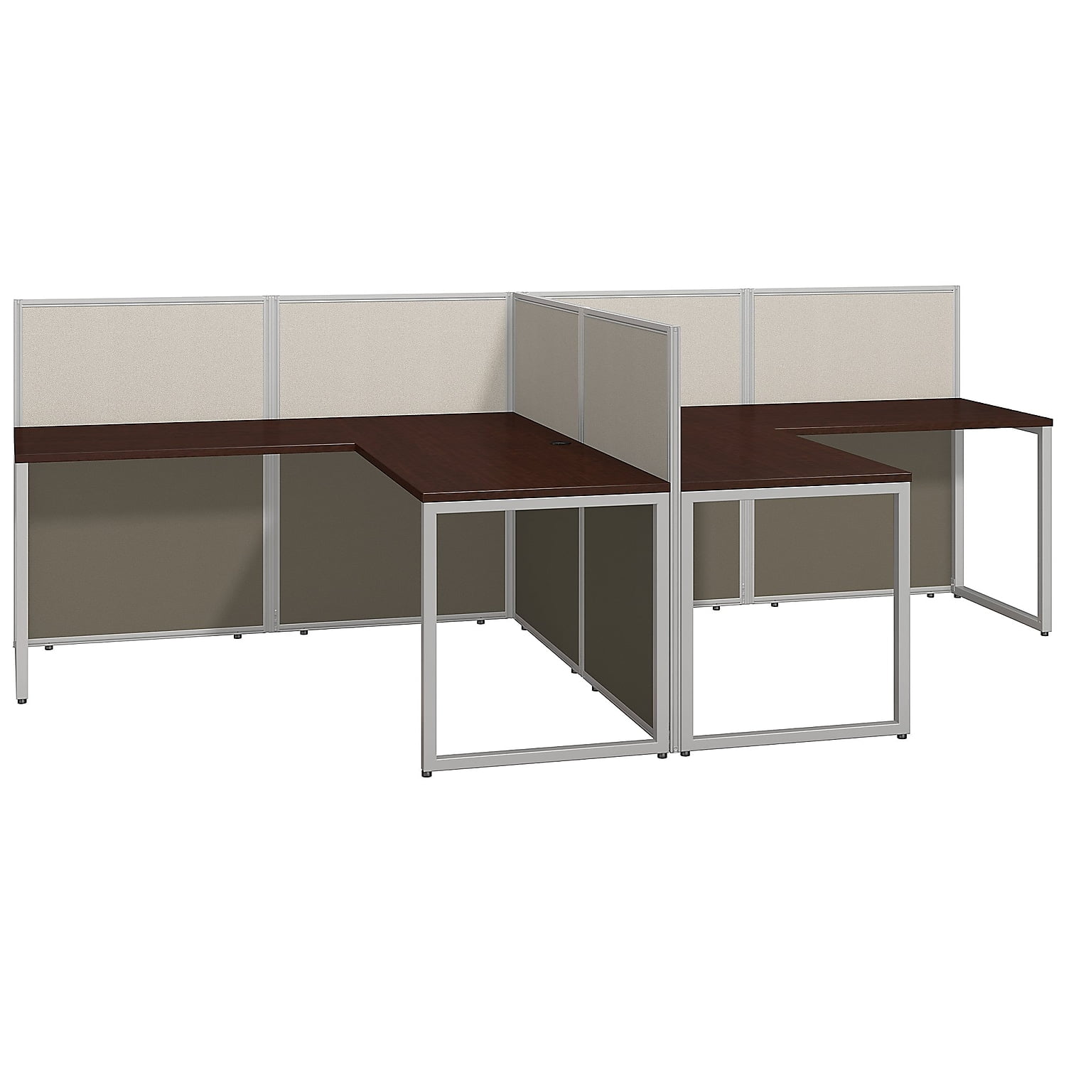 Picture of Bush Business Furniture EOD560MR-03K 60 in. Easy Office Two Person L-Shaped Open Office Desk - Mocha Cherry