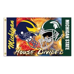 Picture of BSI Products 35993 3 x 5 ft. Flag with Grommets&#44; Michigan & Michigan State - Helmet House Divided