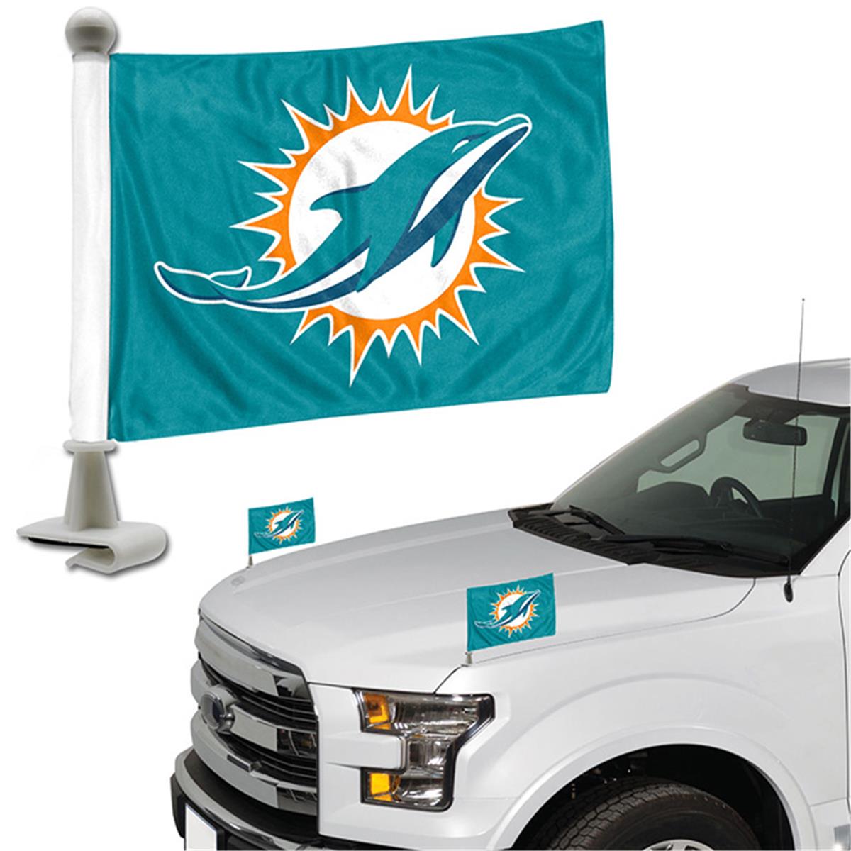Picture of Team ProMark 84837 4 x 6 in. Miami Dolphins Ambassador Car Flag&#44; Set of 2