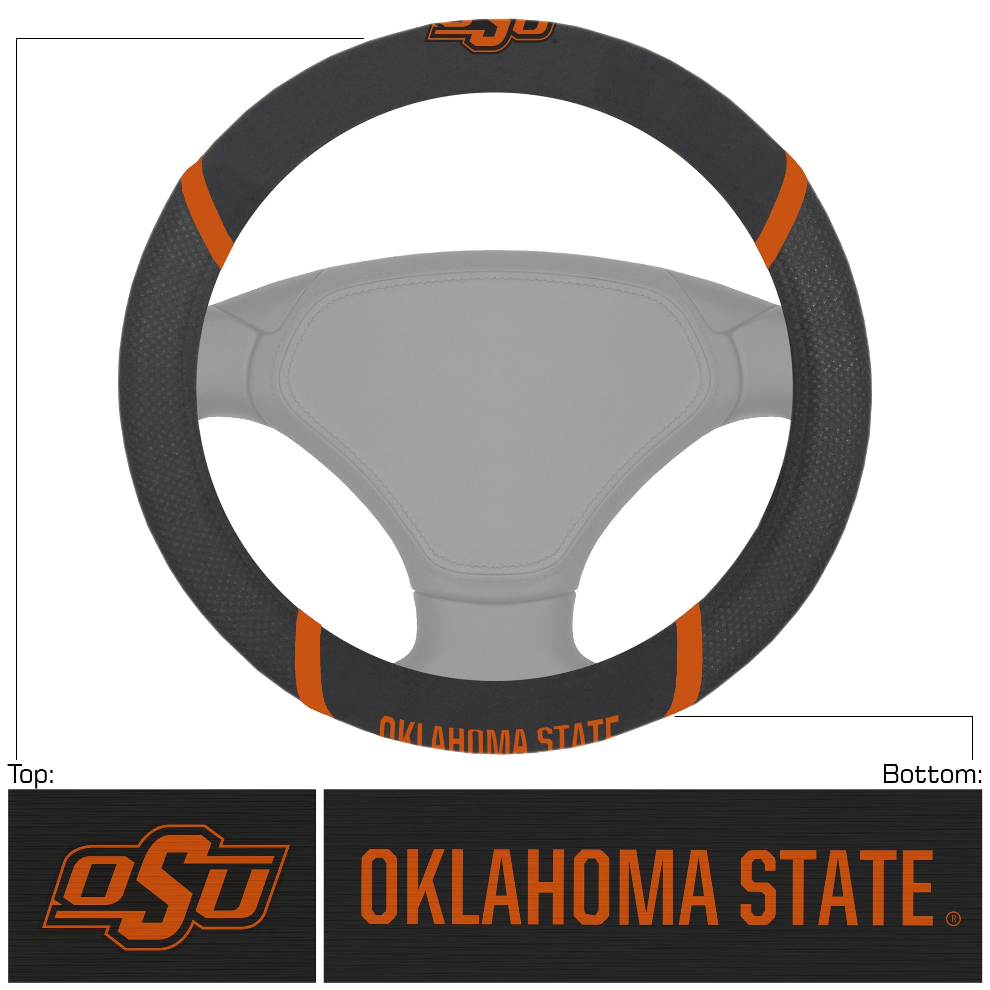 15 x 15 in. Oklahoma State Steering Wheel Cover with Embroidered Logo