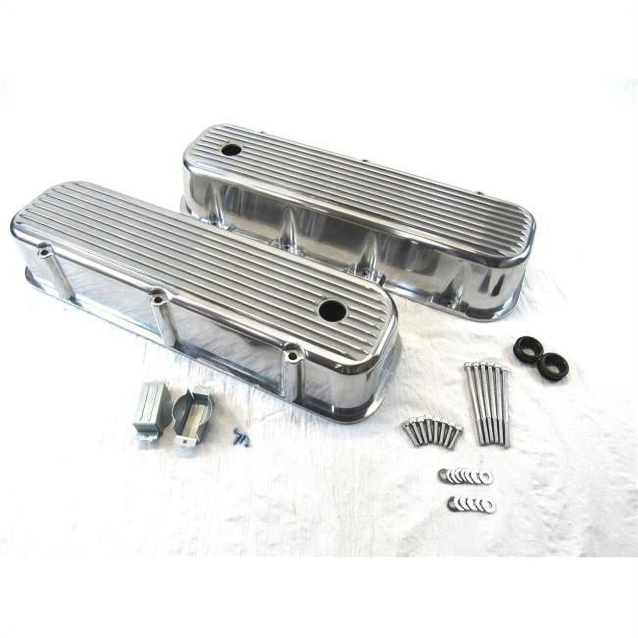 E41103P Tall Nostalgic Aluminum Fully Finned Valve Cover for 1965-1995 BBC 396-502 with Hole, Polished - BPE-2111 -  Bous Performance