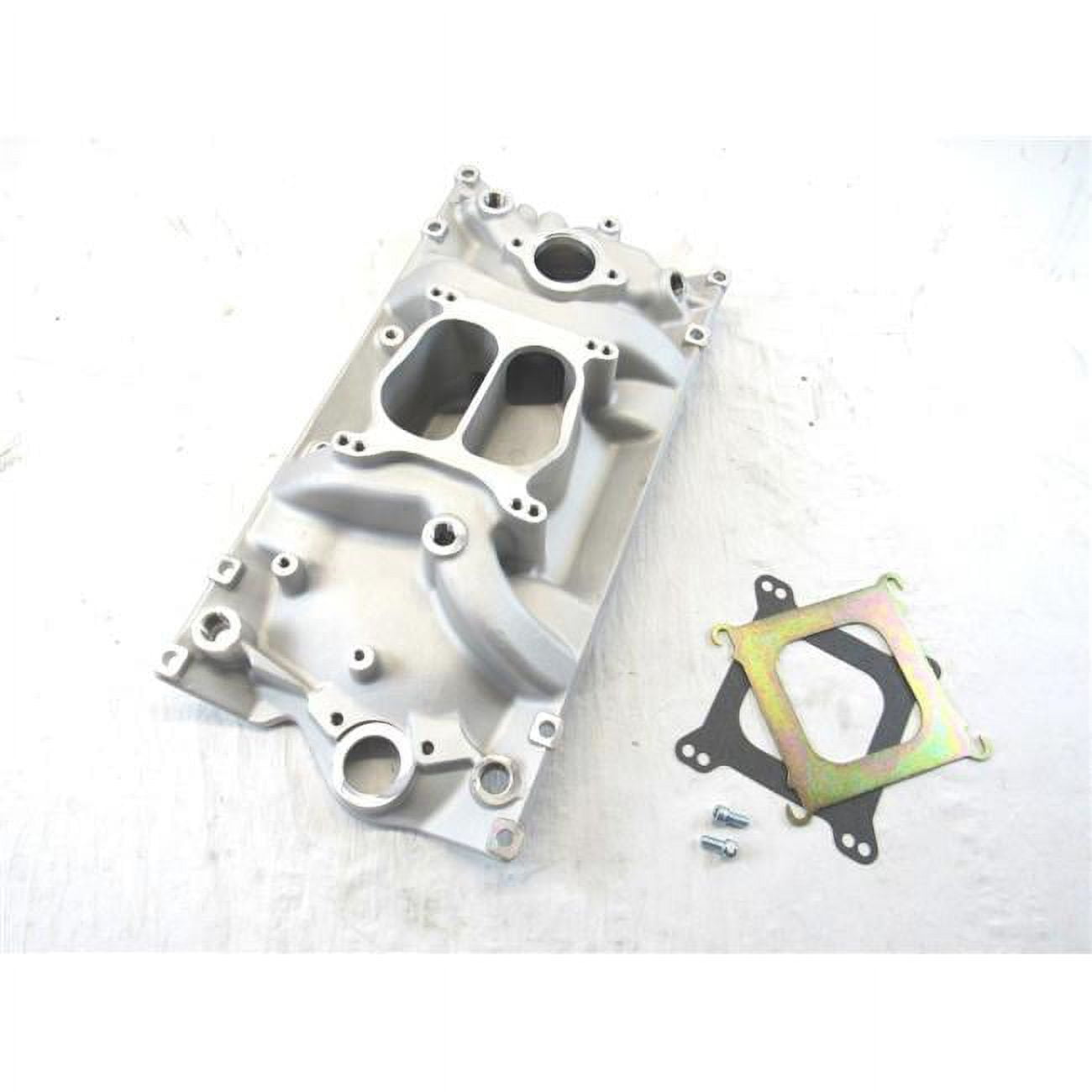 E42421 SBC 350 Holeshot Vortec Intake Manifold, Satin