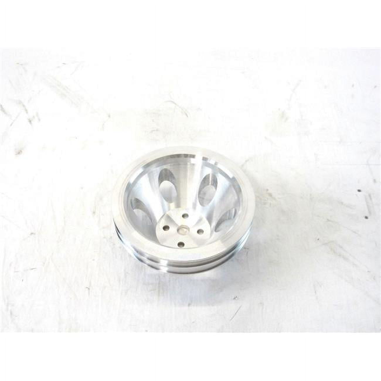 Aluminum Crankshaft Upper Short Water Pump Pulley with Double Groove for 1955-1968 SBC 283-350, Satin