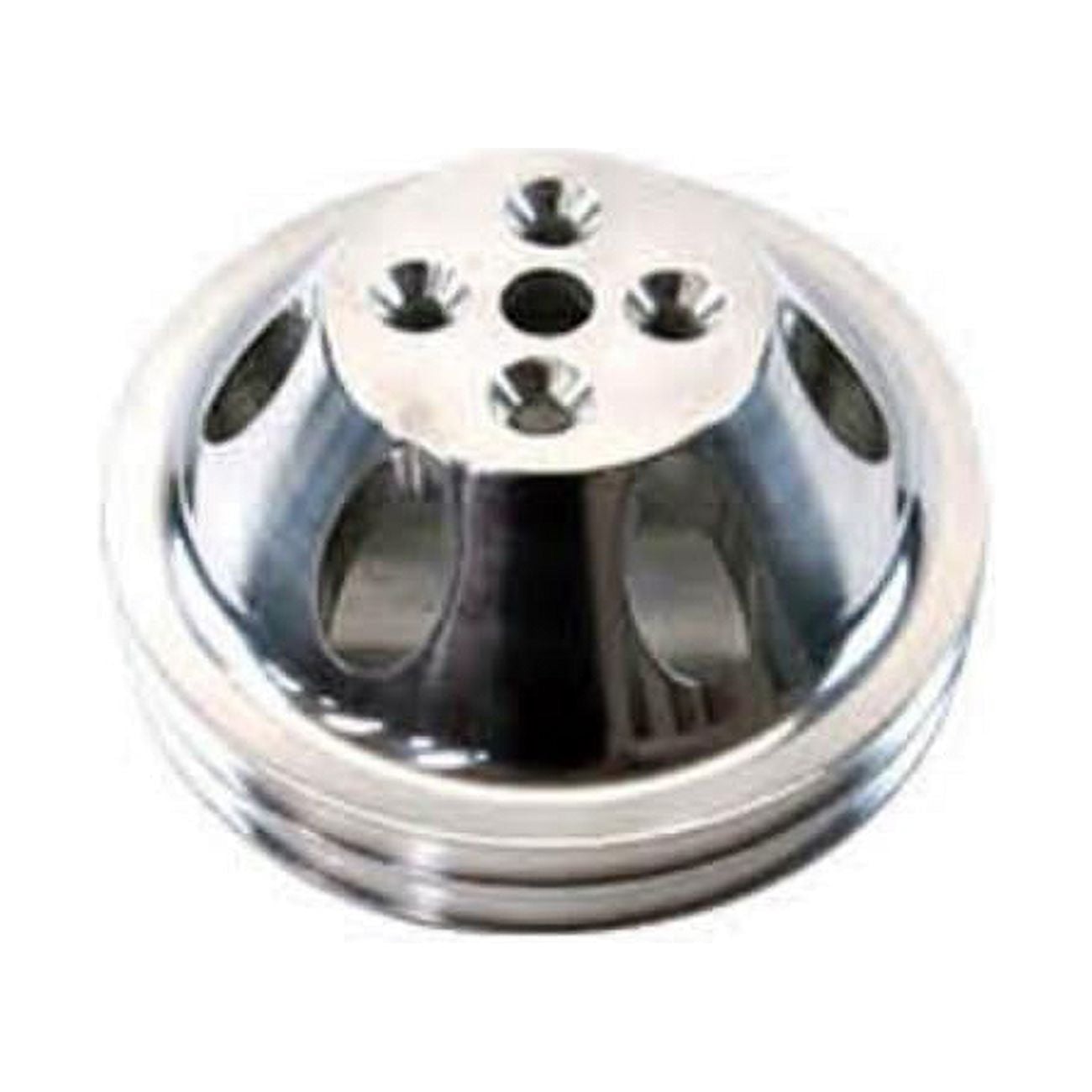 Aluminum Upper Short Water Pump Pulley with Double Groove for 1955-1968 SBC 283-350, Black