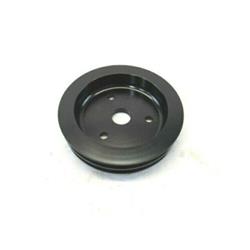 E43022 Aluminum Crankshaft Lower Short Water Pump Pulley with Double Groove for 1955-1968 SBC 283-350, Satin