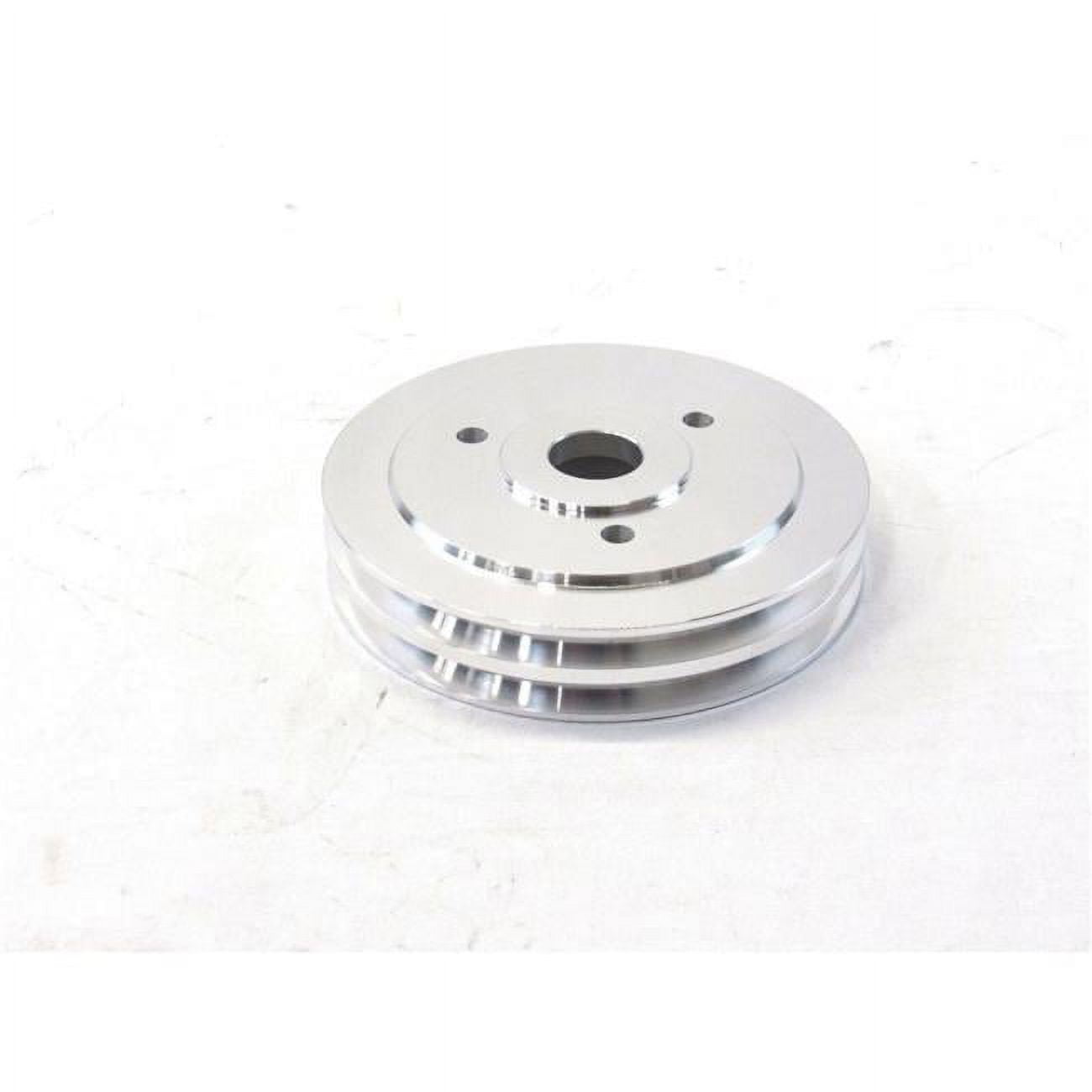 Aluminum Crankshaft Lower Short Water Pump Pulley with Double Groove for 1965-1968 BBC 396-454, Satin