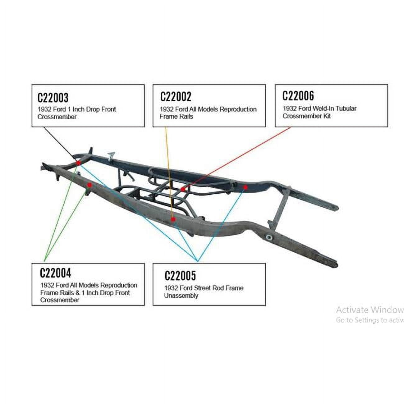 C22003 1 in. Drop Front Crossmember for 1932 Ford