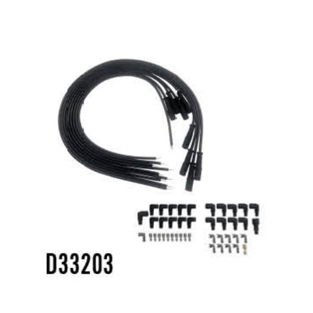 D33203BK 8 mm Ignition Straight Boot Spark Plug Wires, Black