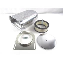Picture of Bous Performance E40002P Aluminum Hilborn Style Flame Hood Air Scoop Kit with Single 4 BBL Carb&#44; Polished