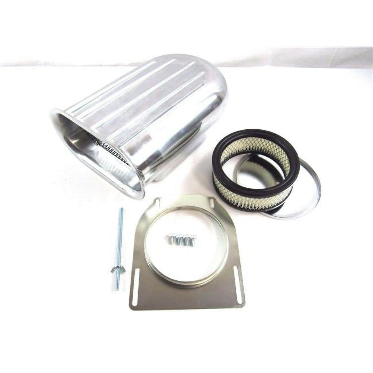 Picture of Bous Performance E40004P Aluminum Hilborn Style 5 Finned Hood Air Scoop Kit with Single 4 BBL Carb&#44; Polished