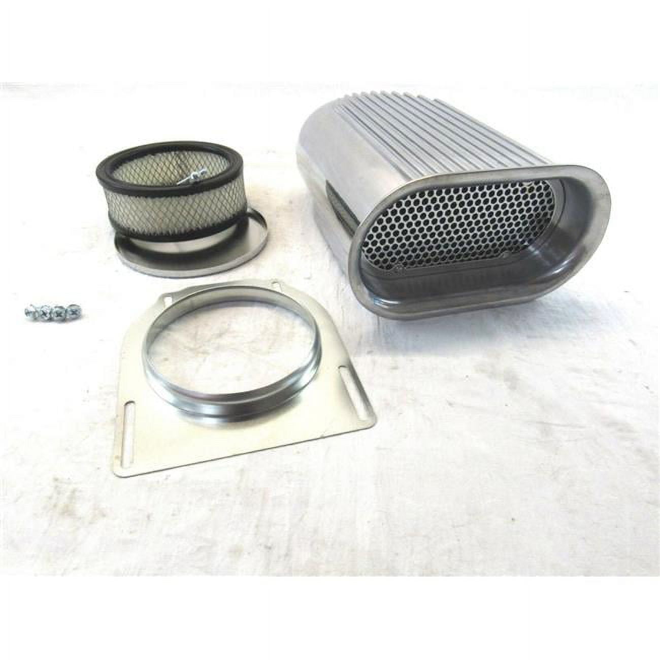 Picture of Bous Performance E40005P Aluminum Hilborn Style Full Finned Hood Air Scoop Kit with Single 4 BBL Carb&#44; Polished