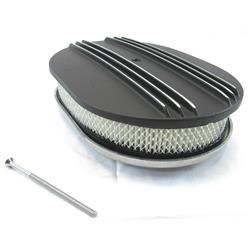 12 in. Oval Half Finned Air Cleaner with Element, Black
