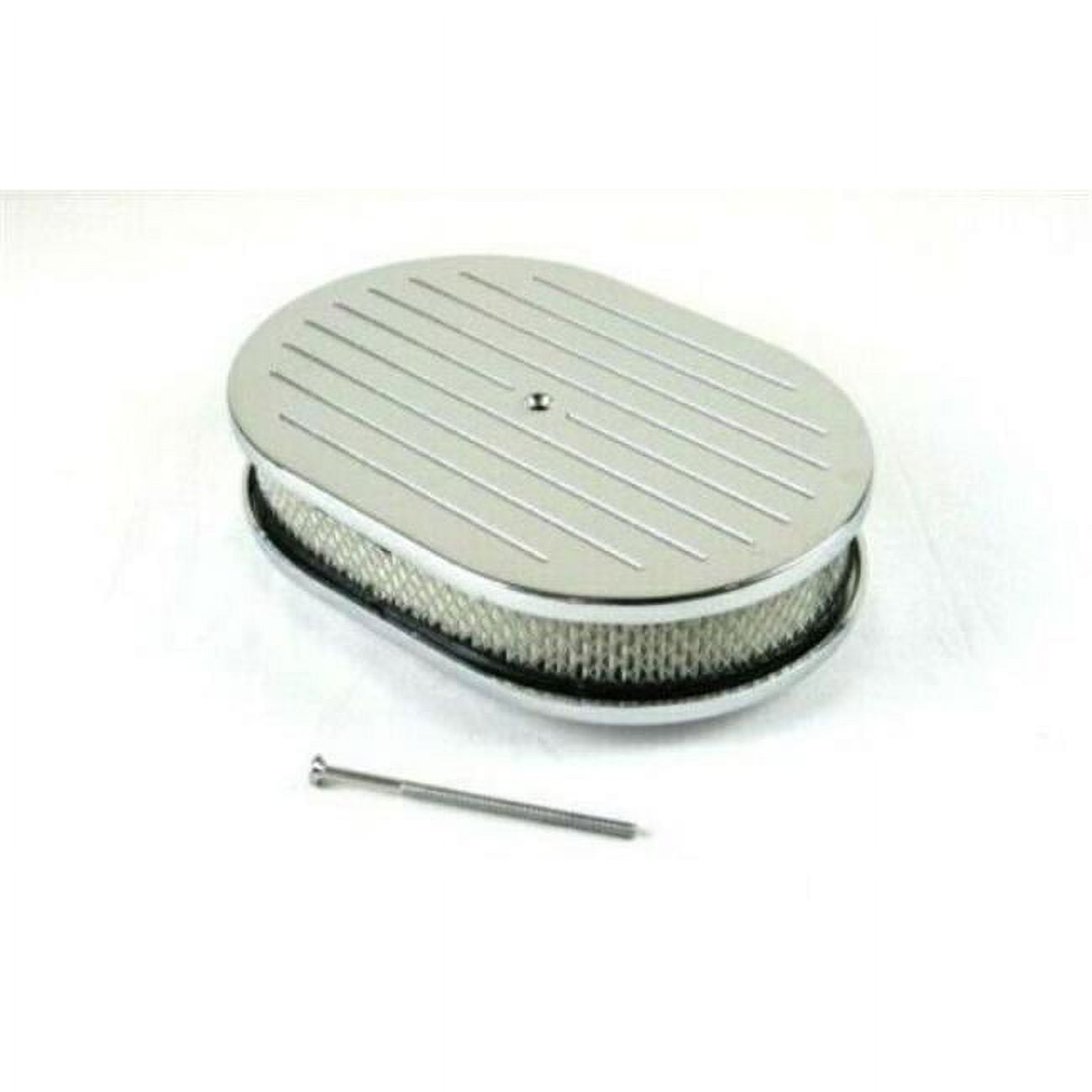 12 x 2 in. Oval Ball Milled Air Cleaner with Element, Chrome