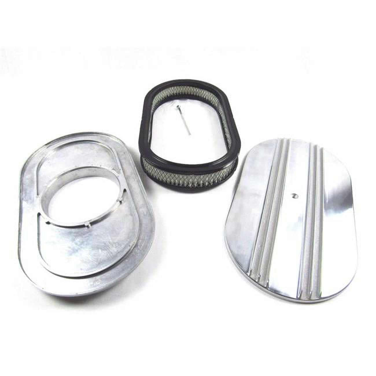 15 in. Oval Half Finned Air Cleaner with Element, Polished - BPE-1105