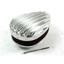 Finned Tear Drop Air Cleaner with Washable Element & Single Carb, Full Polished
