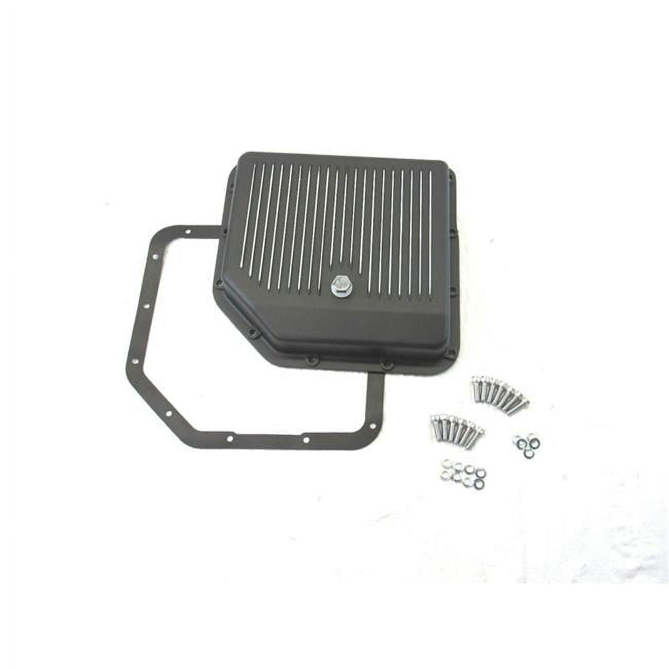 Aluminum Finned Transmission Pan for GM Turbo 350, Black