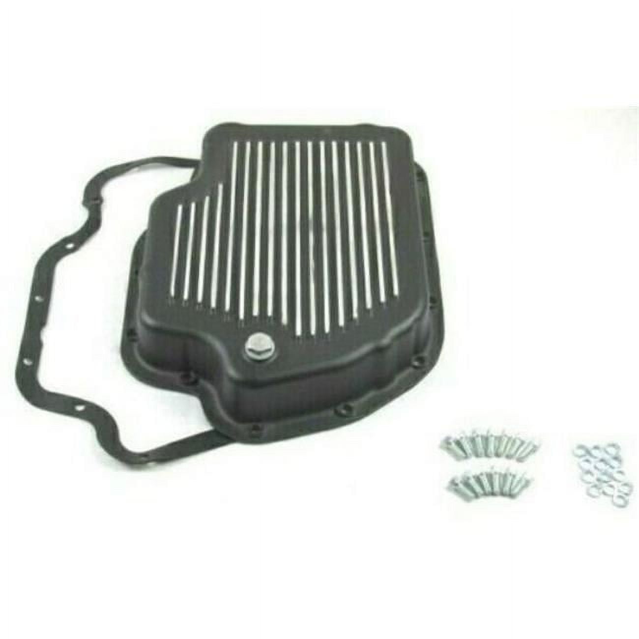 Aluminum Finned Transmission Pan for GM Turbo 400, Black