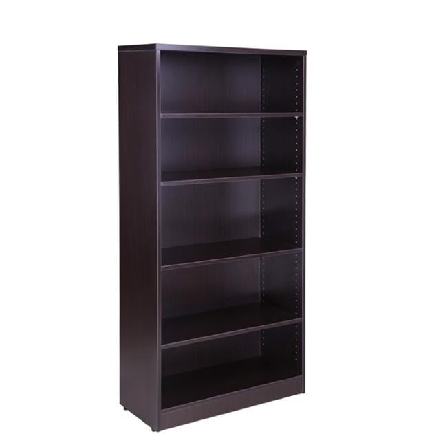 65.5 x 31 x 14 in. Bookcase, Mocha