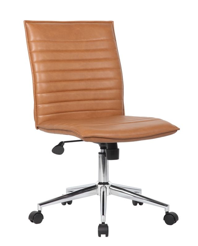 B9534C-CML Vinyl Armless Hospitality Chair, Caramel