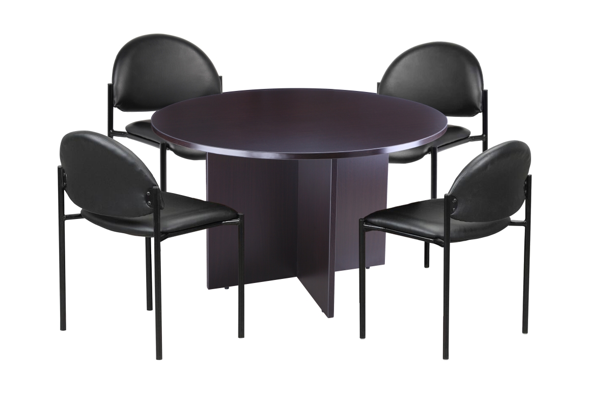 Executive Round Conference Table  Chairs  Mocha  275 lbs Capacity