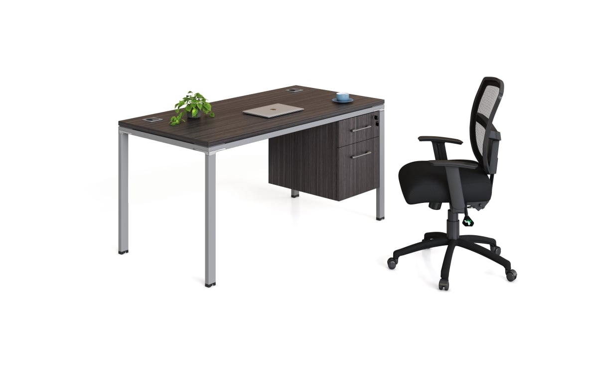 Desk with Pedestal - Driftwood - 30in. x 60in. - Modern Workspace Solution