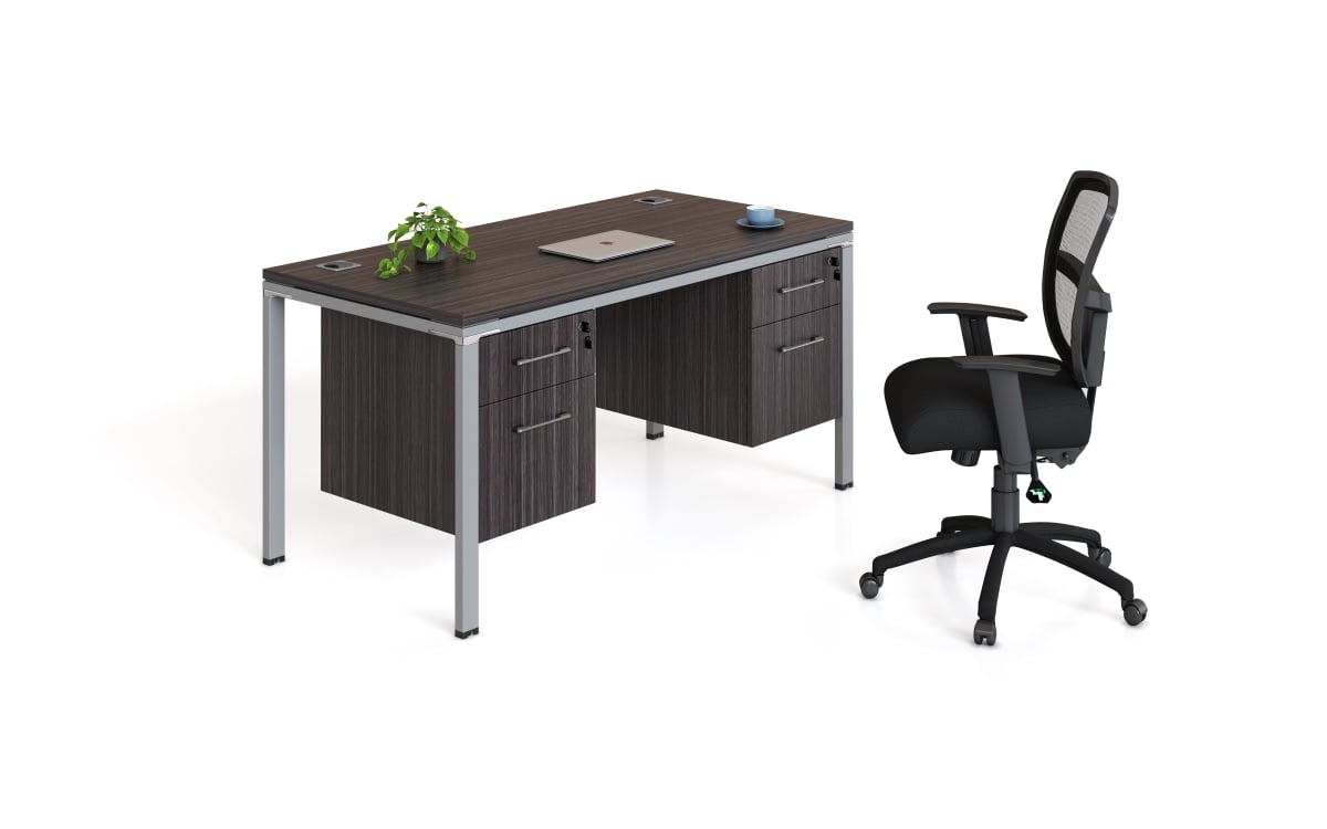 Desk with 2 Pedestals - Driftwood - 30in.x60in. - Durable Workspace Solution