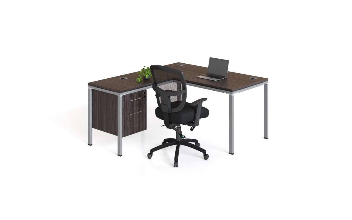 L-Workstation - Driftwood - 65.4 x 60 x 29.5 in. - Durable Design
