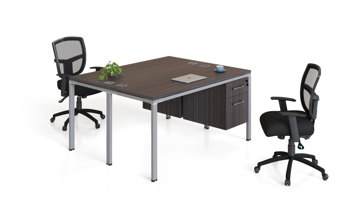 Boss Office Products Simple System 60W 2-Person Workstation Desk Bundle, Driftwood, 2/Set (SGSD014-2 | Quill