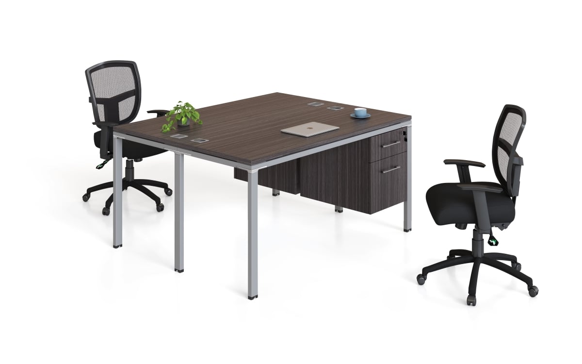 Boss Office Products Simple System 71W Desk with Pedestal, Driftwood, 2/Set (SGSD014-203) | Quill