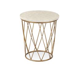 Picture of Bassett Mirror 9555-LR-220EC 16 x 18 in. Mikel Round End Table in Natural Capiz Shell