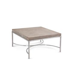 Picture of Bassett Mirror 9560-LR-130EC 32 x 32 x 17 in. Fenning Square Cocktail Table&#44; Stainless & Birch