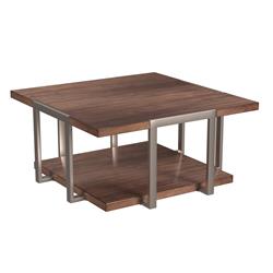 Picture of Bassett Mirror 7027-LR-130 Brooke Cocktail Table&#44; Muted Brushed Gold & Rich Brown Knotty Walnut