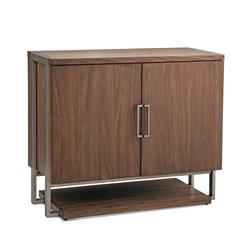 Picture of Bassett Mirror 7027-LR-508 Brooke Cabinet&#44; Muted Brushed Gold & Rich Brown Knotty Walnut