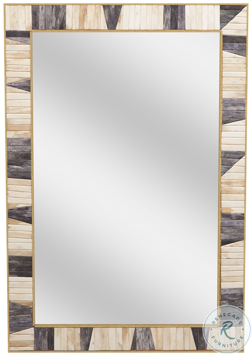 Picture of Bassett Mirror M4924 Season Wall Mirror&#44; Gray&#44; Ivory & Brass