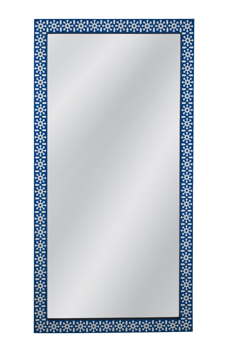 Picture of Bassett Mirror M4901 Kamal Floor Mirror&#44; Blue & Ivory