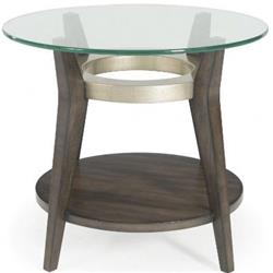 Picture of Bassett Mirror 3220-220B-TEC Thoroughly Modern Elston Round End Table - Taupe & Champaign Leaf&#44; 28 x 24 x 28 in.