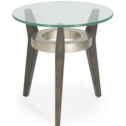 Picture of Bassett Mirror 3220-223B-TEC Thoroughly Modern Elston Spot Table - Taupe & Champaign Leaf&#44; 20 x 20 x 20 in.