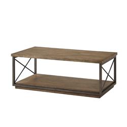 Picture of Bassett 5660-LR-100 Austin Rectangle Cocktail Table&#44; Grayed Pecan & Gunmetal - 47.75 x 18 x 26 in.