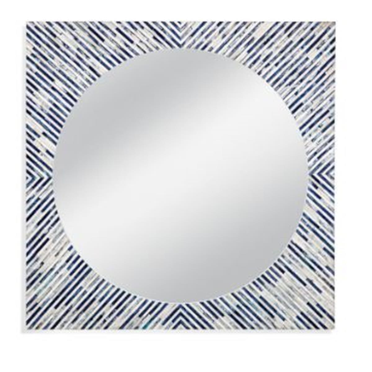 Sunburst Bone Wall Mirror in Blue Resin and Bone