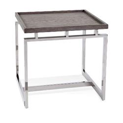 Picture of Bassett Mirror 7630-LR-250EC 24 x 24 x 24 in. Beckford Square End Table&#44; Chrome & Grayed Oak