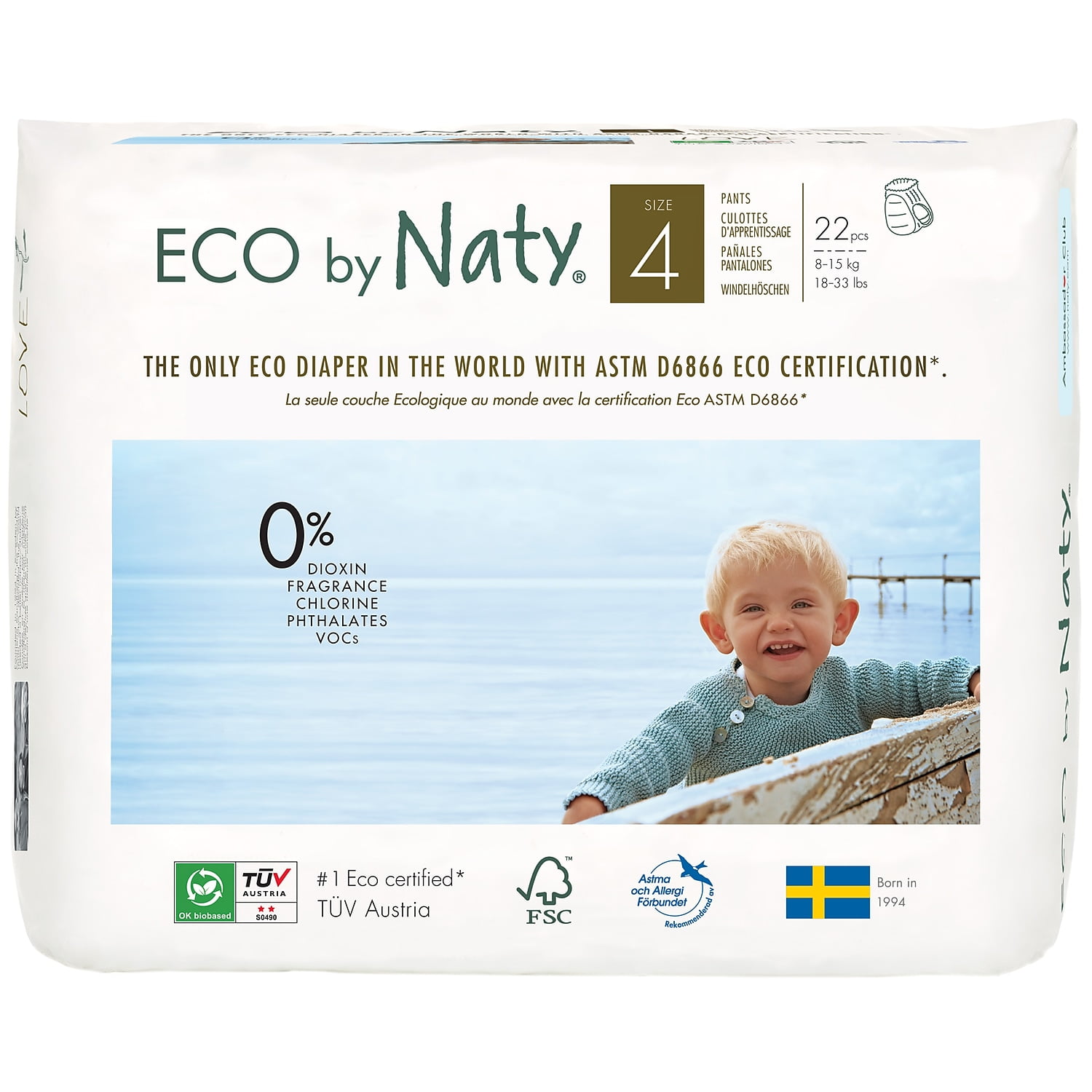 Picture of Naty AB 244091 Eco Pull on Pants - Size 4 - 88 Diapers