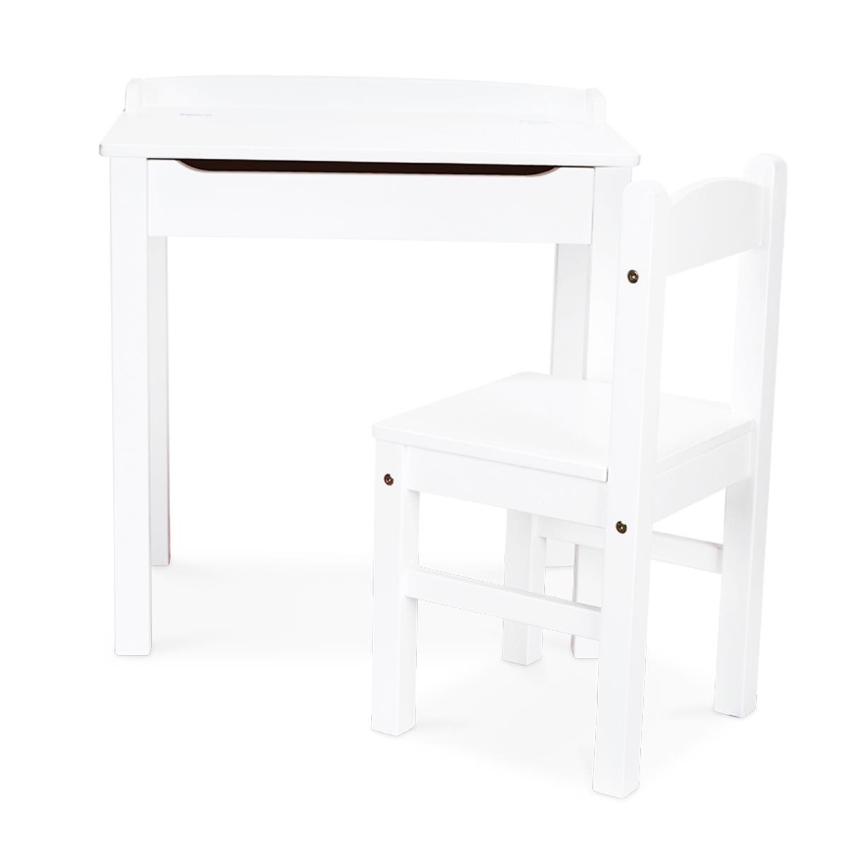 Wooden Lift-Top Desk & Chair, White