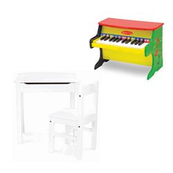 Picture of Melissa & Doug 1314-30231-KIT Melissa & Doug Learn-to-Play Piano with Wooden Lift-Top Desk & Chair&#44; White