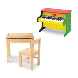 Picture of Melissa & Doug 1314-30230-KIT Melissa & Doug Learn-to-Play Piano with Wooden Lift-Top Desk & Chair&#44; Honey
