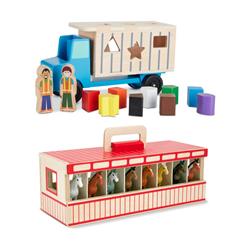 Picture of Melissa & Doug 9397-3744-KIT Melissa & Doug Shape-Sorting Dump Truck with Take-Along Show-Horse Stable