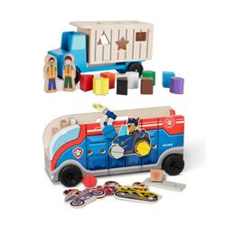 Picture of Melissa & Doug 9397-33333-KIT Shape-Sorting Dump Truck with Paw Patrol 2 Match & Build Mission Cruiser
